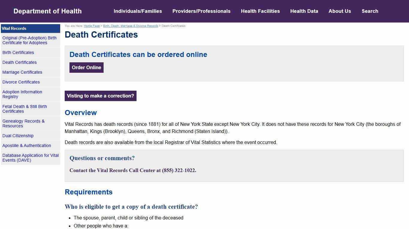 Death Certificates - New York State Department of Health