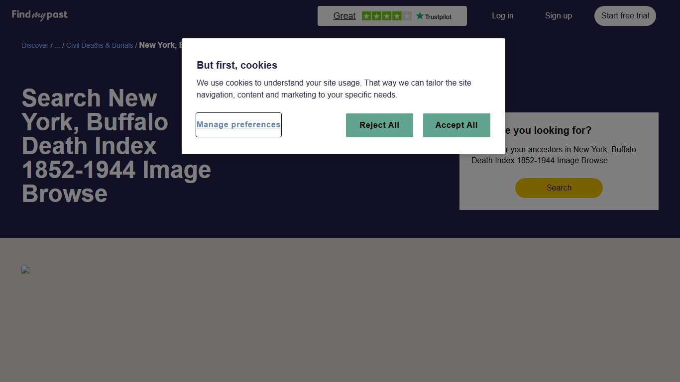 New York, Buffalo Death Index 1852-1944 image browse | Findmypast.com