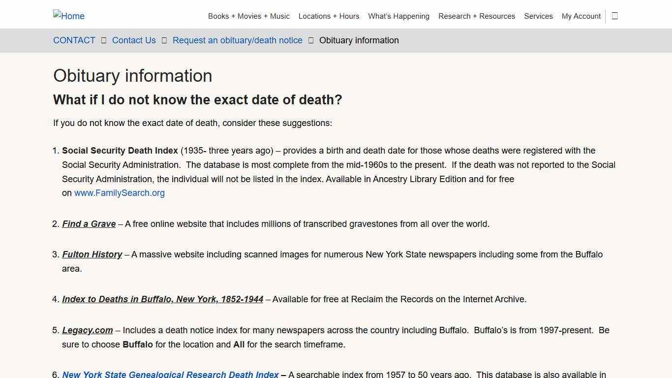 Obituary information | www.buffalolib.org