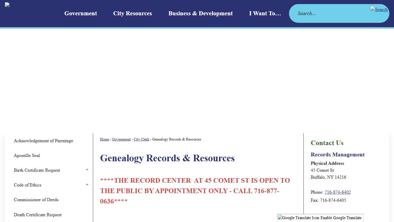 Genealogy Records & Resources | Buffalo, NY